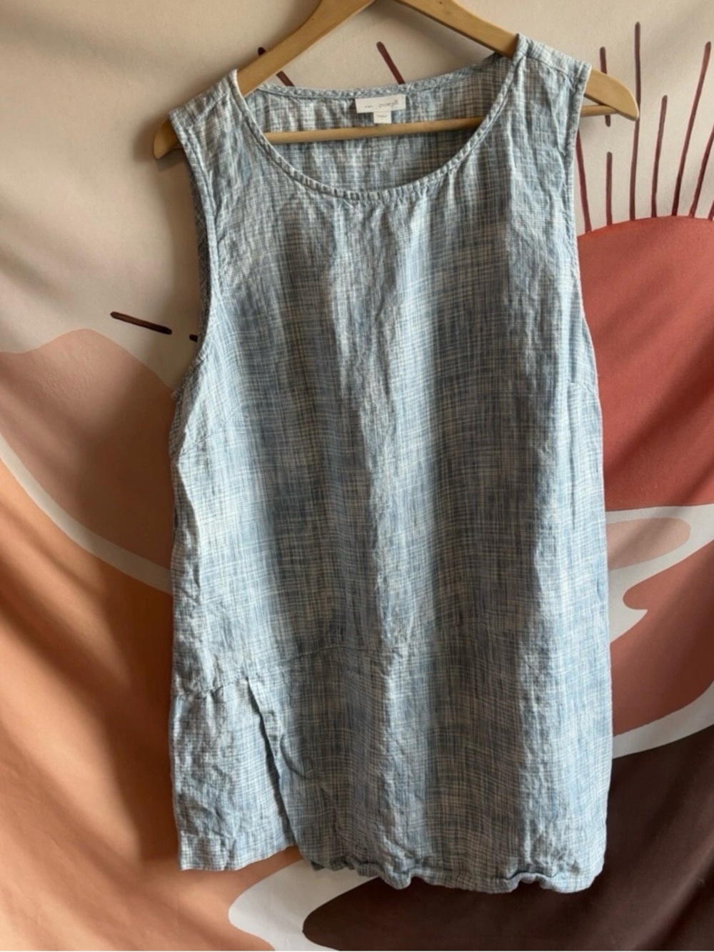 Pure Jill J.Jill Dress Women’s Size L Large 100% Linen Sleveless Sheath Blue - Picture 2 of 6